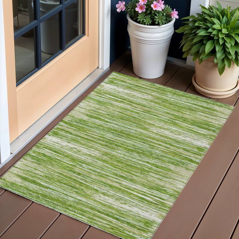 HomeRoots Striped Transitional Rectangle Outdoor Rug - 3' x 5'