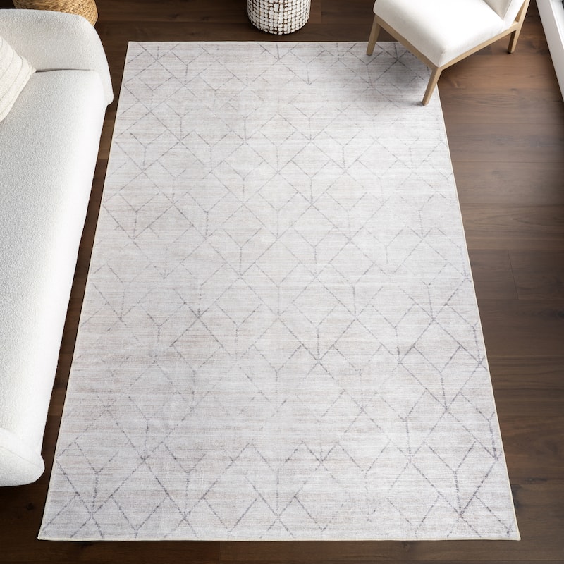Nuloom Grier SplashGuard Diamond Machine Washable Area Rug - 2'6" x 8' Runner - Grey