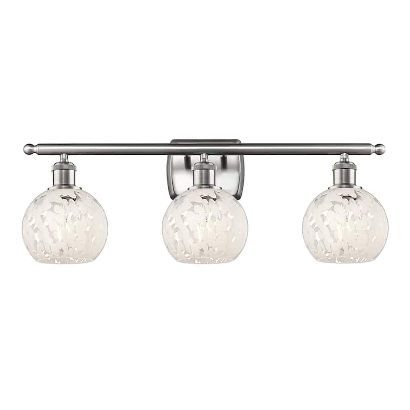 Innovations Lighting 516-3W-9-26-White Mouchette-Bathroom Vanity Light - Brushed Satin Nickel / White Mouchette