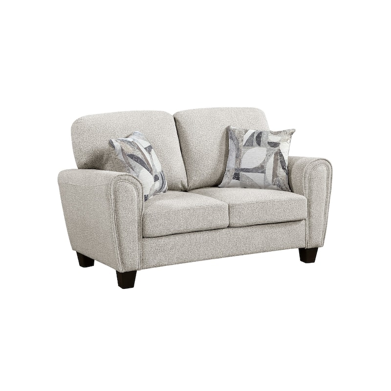 Loi Loveseat w 2 Pillows, Reversible Cushion, Gray Chenille, 63 Inch