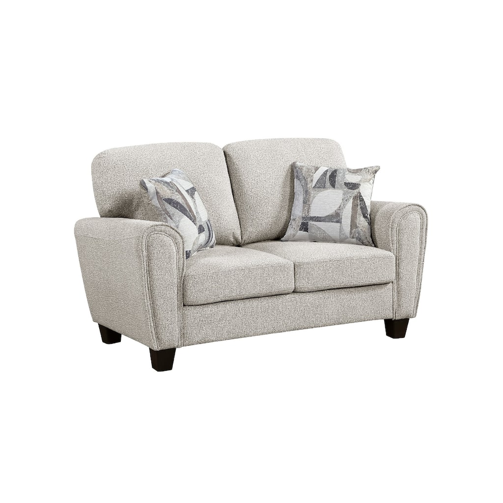 Loi Loveseat w 2 Pillows, Reversible Cushion, Gray Chenille, 63 Inch