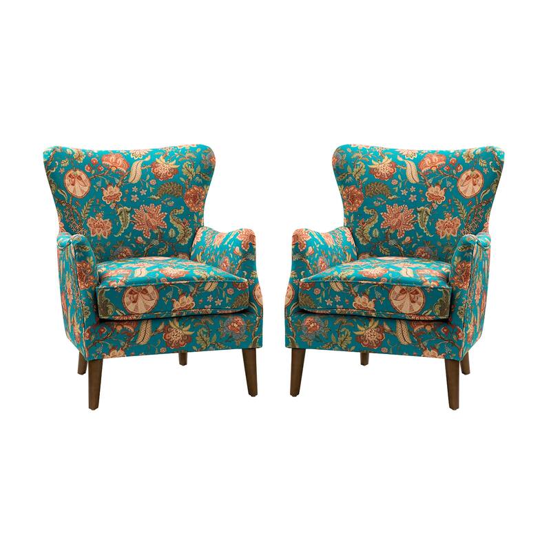 Nikolaus Armchair with Floral Fabric Pattern Set of 2 by HULALA HOME