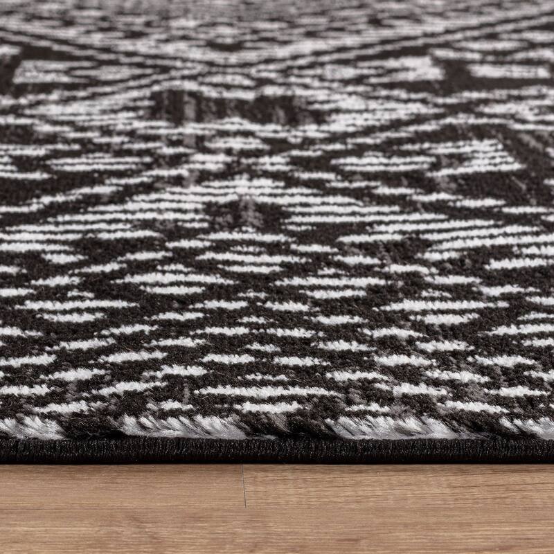 Black Ivory Tribal Pattern Stylish and Durable Area Rug