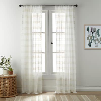 Nanshing Odette Set of 2 Woven Striped Curtain Panels - 37" x 84"