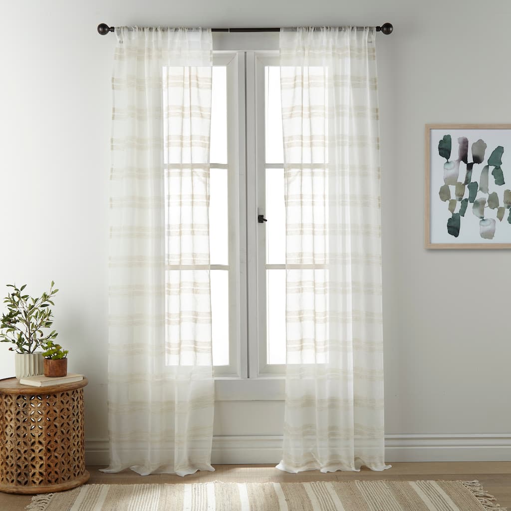 Nanshing Odette Set of 2 Woven Striped Curtain Panels - 37" x 84"