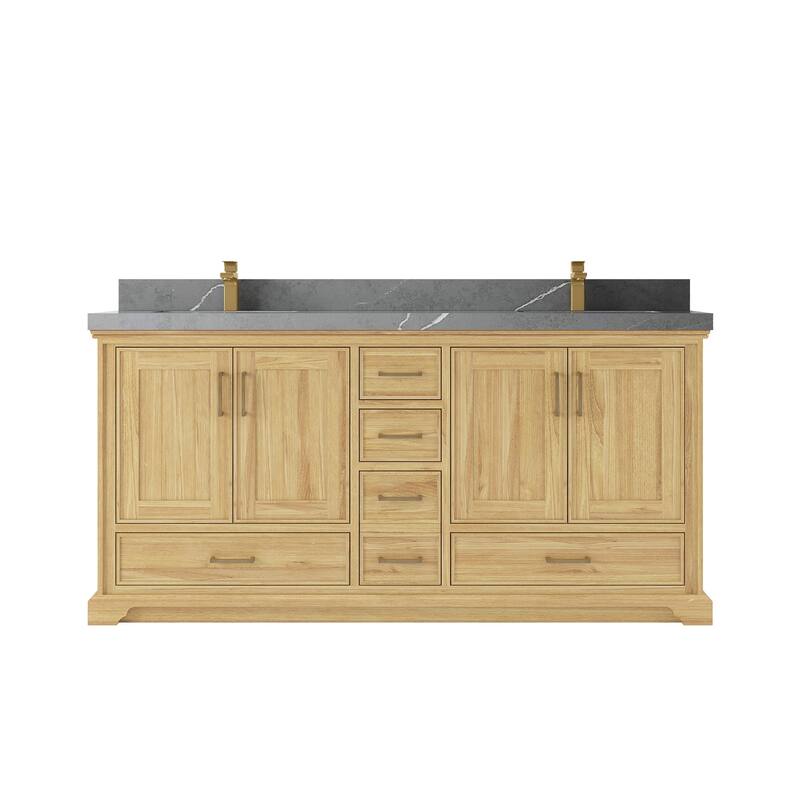 Willow Collections 72 in. W x 22 in. D Charlotte Teak Double Sink Bathroom Solid Teak Vanity with Countertop
