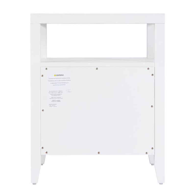 Dana 21 in. W Rectangular Wood 2 Drawer Narrow Nightstand with Top Open Shelf