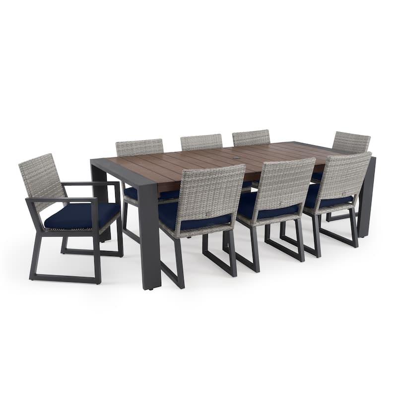 Milo Gray 9 Piece Sunbrella Outdoor Patio Dining Set
