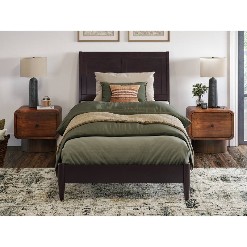 Valencia Solid Wood Low Profile Sleigh Platform Bed