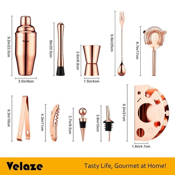 Velaze 10-Pieces Cocktail Set Kit Drink Mixer Shaker Bar