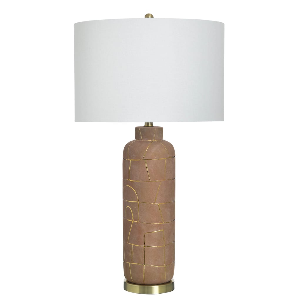 StyleCraft Ceramic Table Lamp - Konya Gold - White Shade