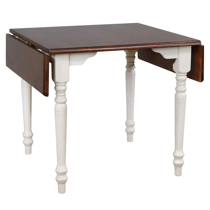 Wooden Rectangular Extendable Drop Leaf Dining Table - 48" - Brown and White