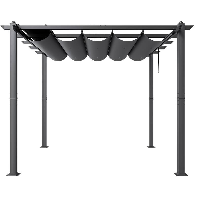 10 x 10 Feet Outdoor Retractable Pergola with Sunshade Canopy and Heavy-Duty Aluminum Frame