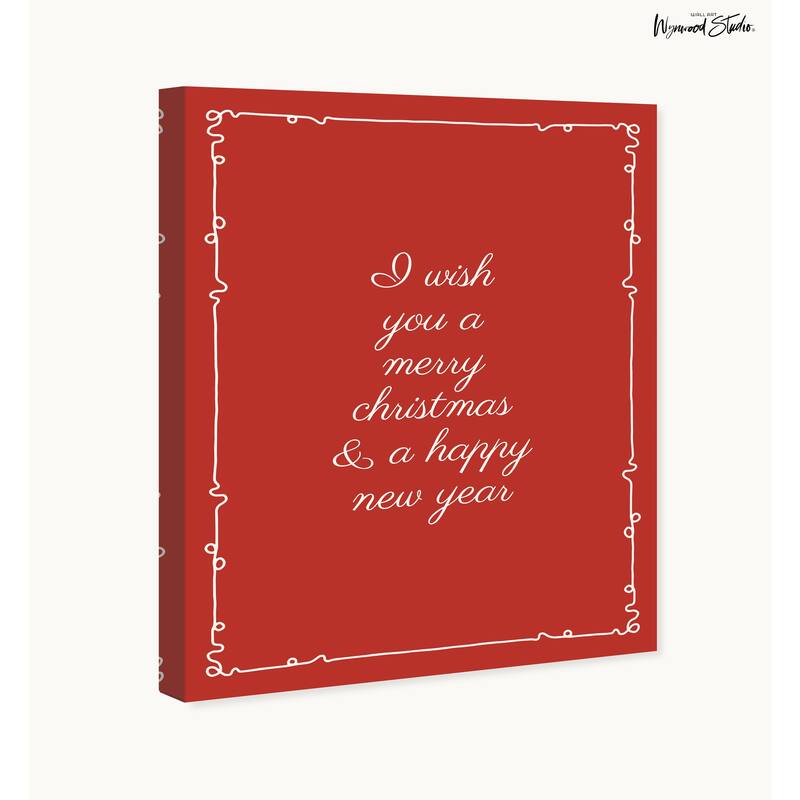 Wynwood Studio Canvas Holiday and Seasonal Christmas message in cursive Red Modern & Contemporary Wall Art Canvas Print
