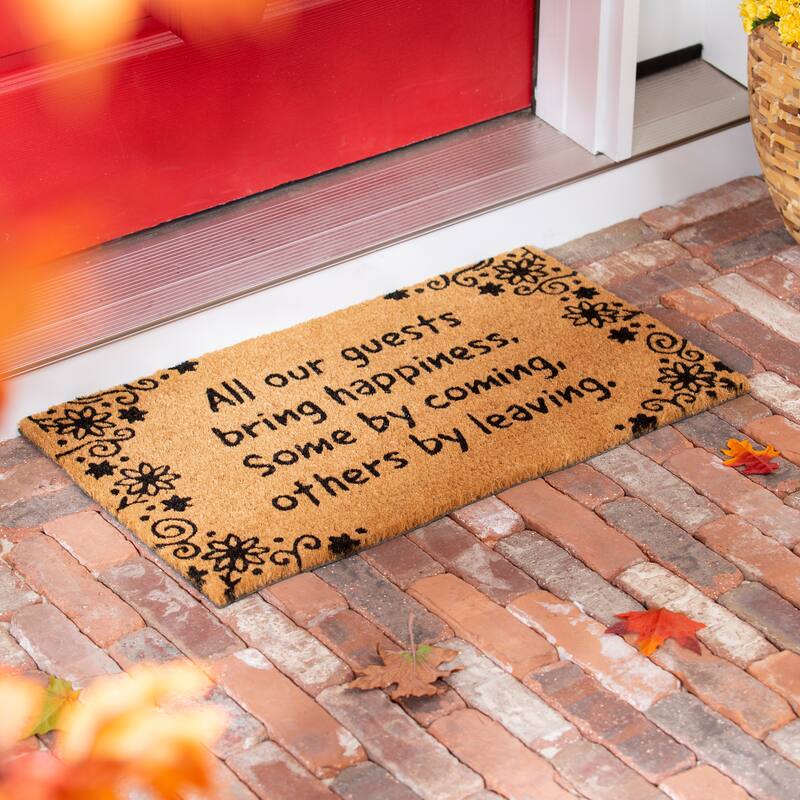 28" x 16" Natural Coir Door Mat, All Our Guests Bring Happiness - 28" x 16"