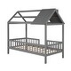 preview thumbnail 19 of 30, Twin Size House Bed with Fence, Semi-enclosed Play Platform Bed with Roof and Chimney Decoration, for Kids Bedroom