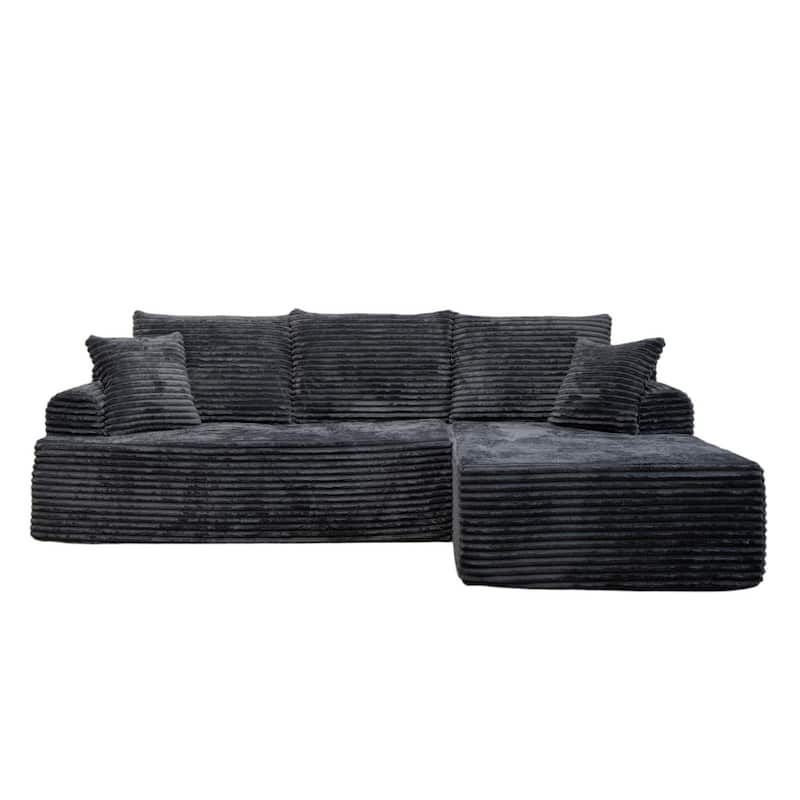 95.2" Modern L-Shaped Corduroy Sectional Sofa, No Assembly Reqired