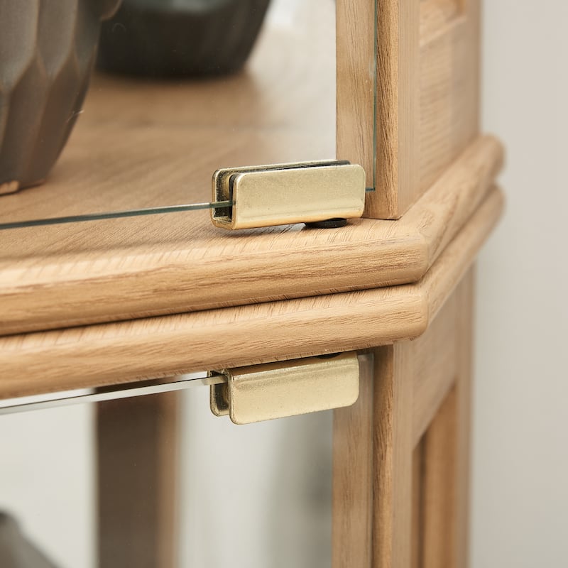 Stylish Corner Display Cabinet with Built-In Lights – Ideal for Showcasing Collectibles, Glassware, or Decor.