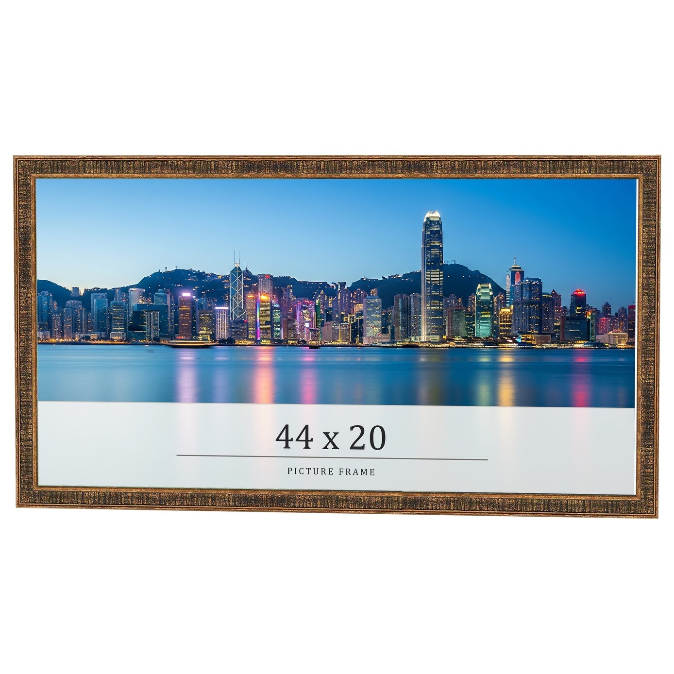 44x20 Frame Black Real Wood Picture Frame Kingsley Gold Distressed Photo Frame with UV Acrylic Foam Board Backing &