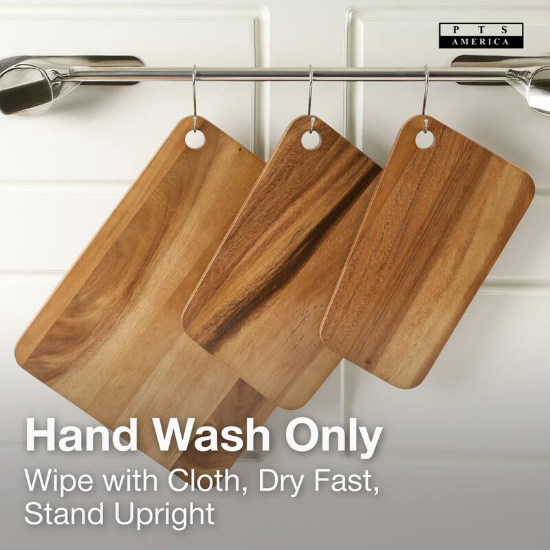 Sango Atelier Acacia Wood 3-Piece Cutting Board Set with Slant Edge & Juice Grooves- Reversible Kitchen Chopping Boards