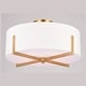 preview thumbnail 11 of 12, Surrey 18-in W Natural Brass Mid-Century Modern Semi Flush Mount Ceiling Light White Linen Drum Shade