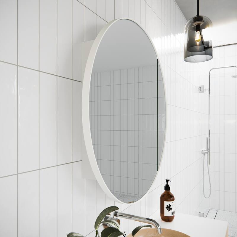 One Door Steel Frame Round Shape Medicine Cabinet