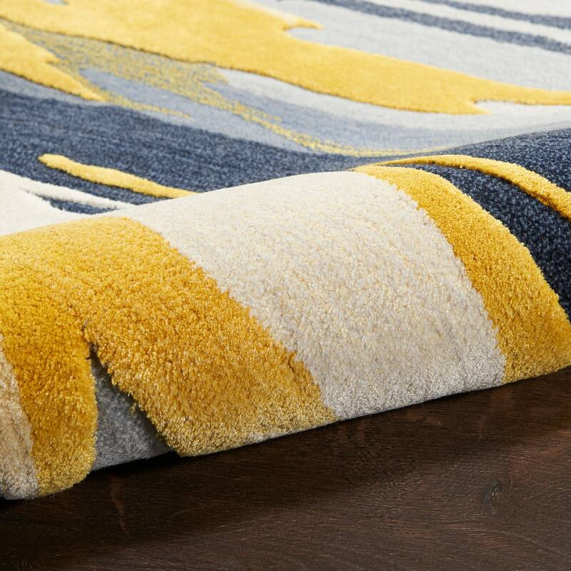 Nourison Prismatic Modern Abstract Gold Watercolor Area Rug