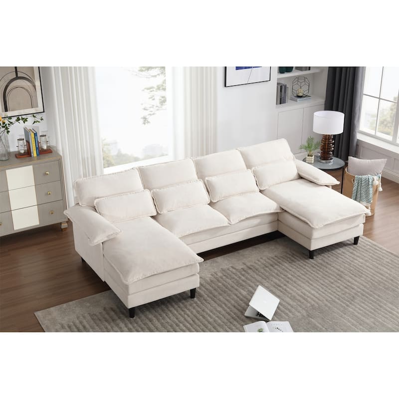 U Shaped Modular Sectional Sofa Couch - Beige