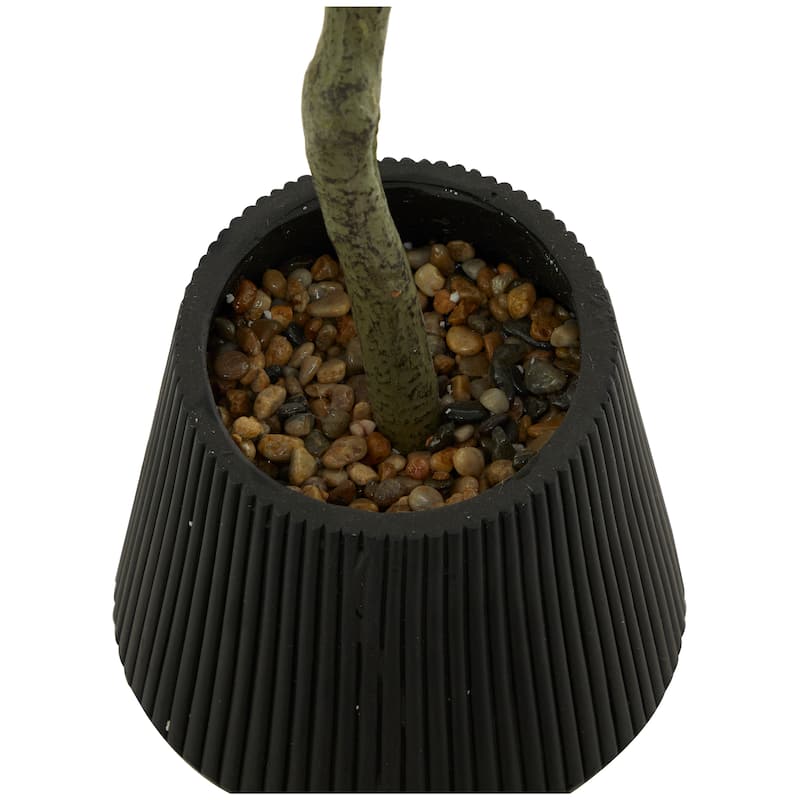 Green Faux Foliage Eucalyptus Artificial Tree with Realistic Leaves and Black Porcelain Pot