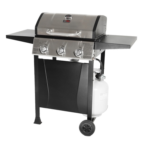 Grill Boss GBC1932M 3 Burner Gas Grill w/ Top Cover and Shelves, Stainless Steel - 41