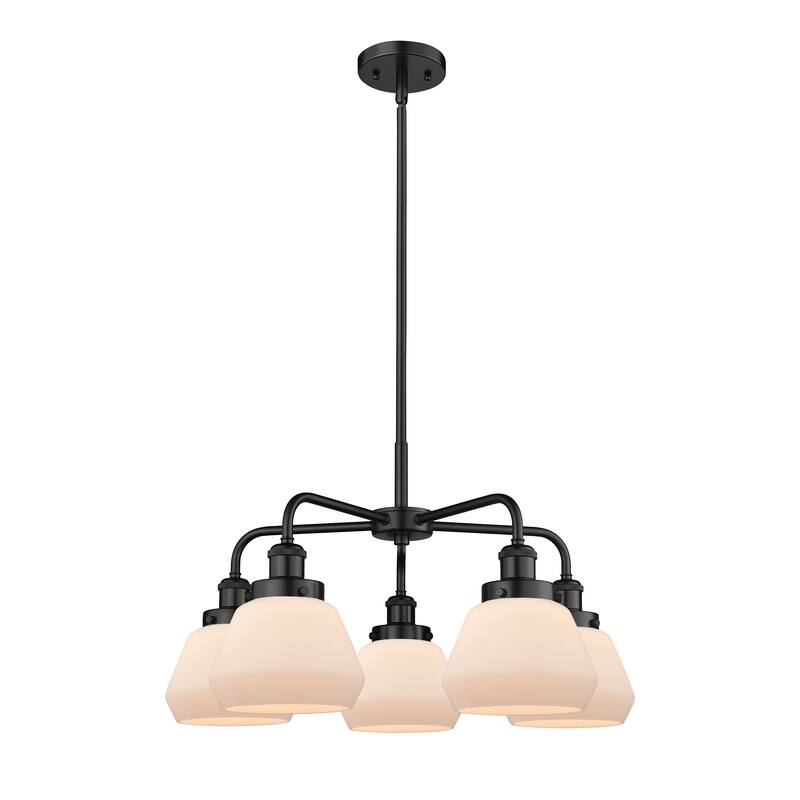Innovations Lighting Fulton - 5 Light 25" Stem Hung Chandelier - Matte White/Matte Black