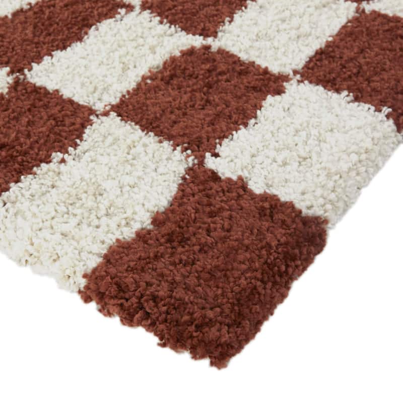 Luther Abstract Checkered Modern Shag Area Rug
