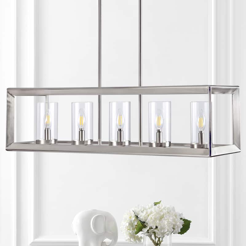 Anna Linear Metal/Glass LED Pendant, Oil Rubbed Bronze by JONATHAN Y