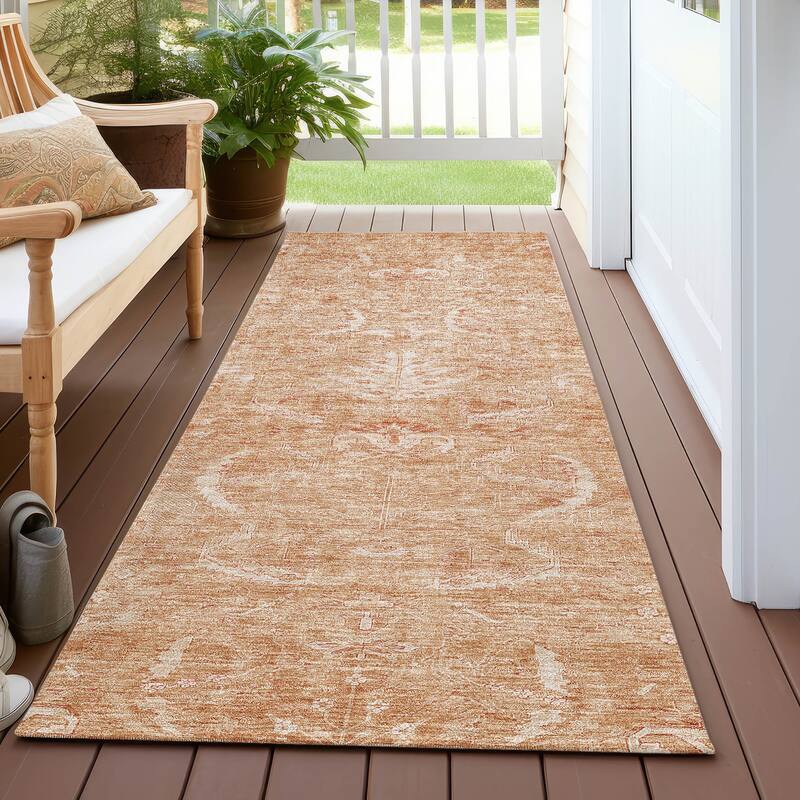 Machine Washable Indoor/ Outdoor Boho Traditional Chantille Rug