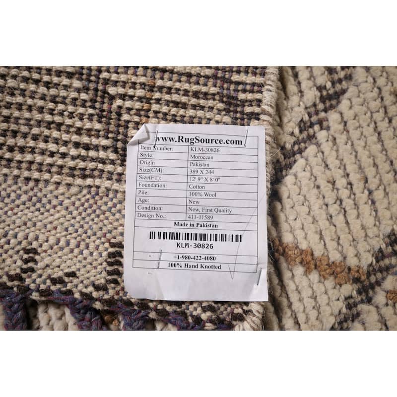 All-Over Trellis Geometric Moroccan Area Rug Handmade Wool Carpet - 8'0"x 12'9"