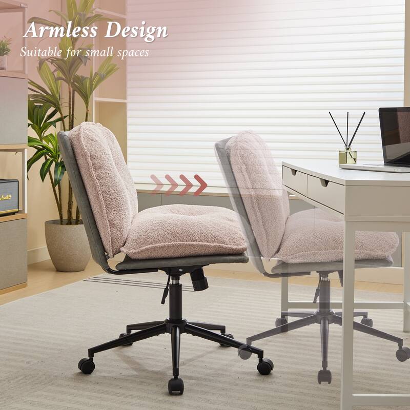 Oversize Seat Cirss Cross Chair with Wheels, Elegant Design Computer Chair, Adjustable Height 360° Rolling Swivel Chair