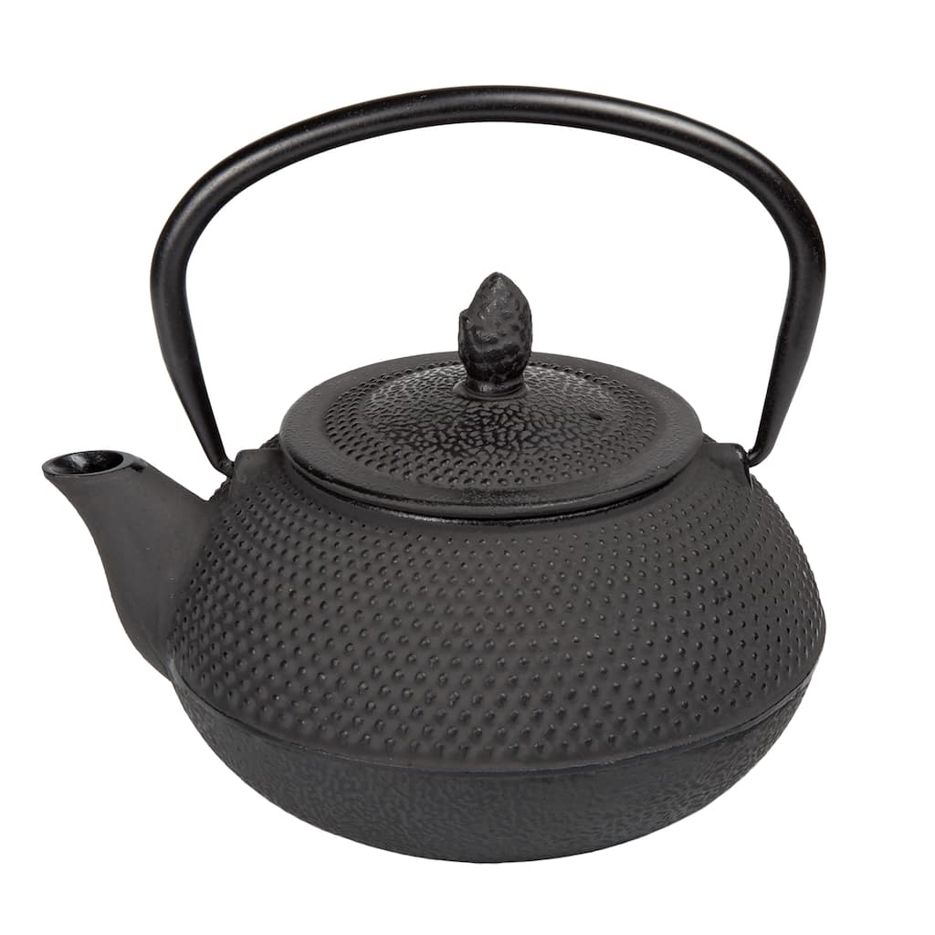 Creative Home Artistic Cast Iron Tea Pot with Infuser Basket, 30 oz, Black