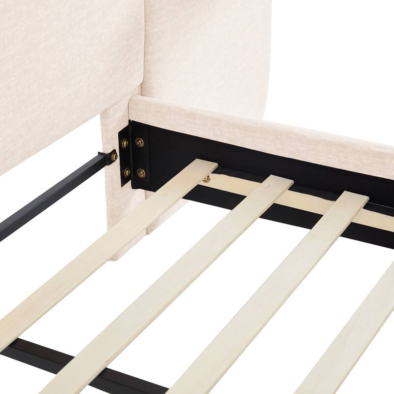 Christopher Knight Home - Thorne Upholstered Bed Frame with Headborad and 2 Side Panel Nightstands