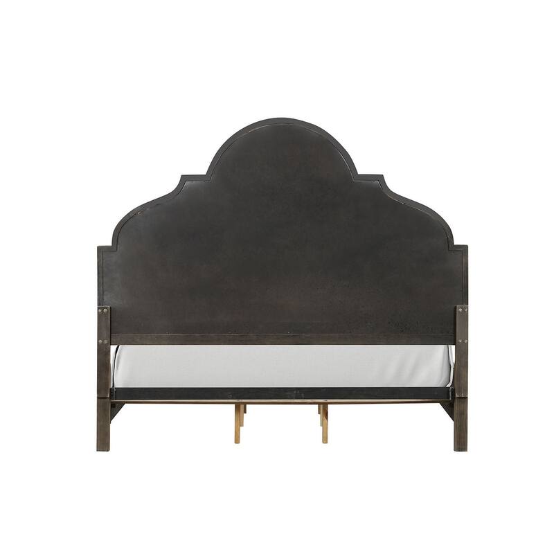 Royal Rustic Oak Finish 1pc Upholstered Bed