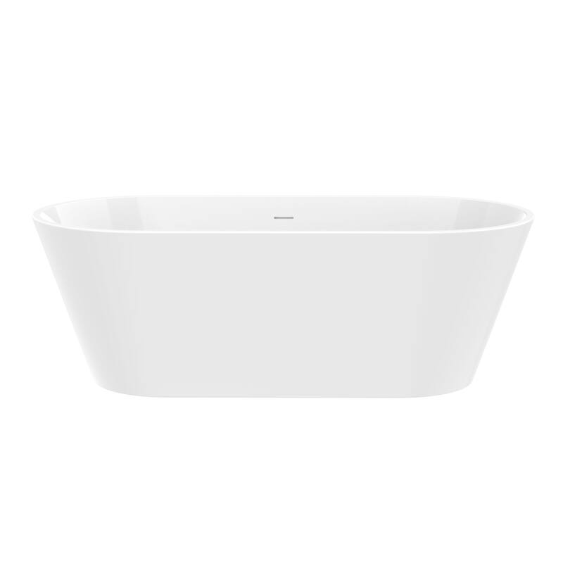 Vanity Art 59" Non-Slip Acrylic Freestanding Soaking Bathtub with Overflow & Pop-up Drain