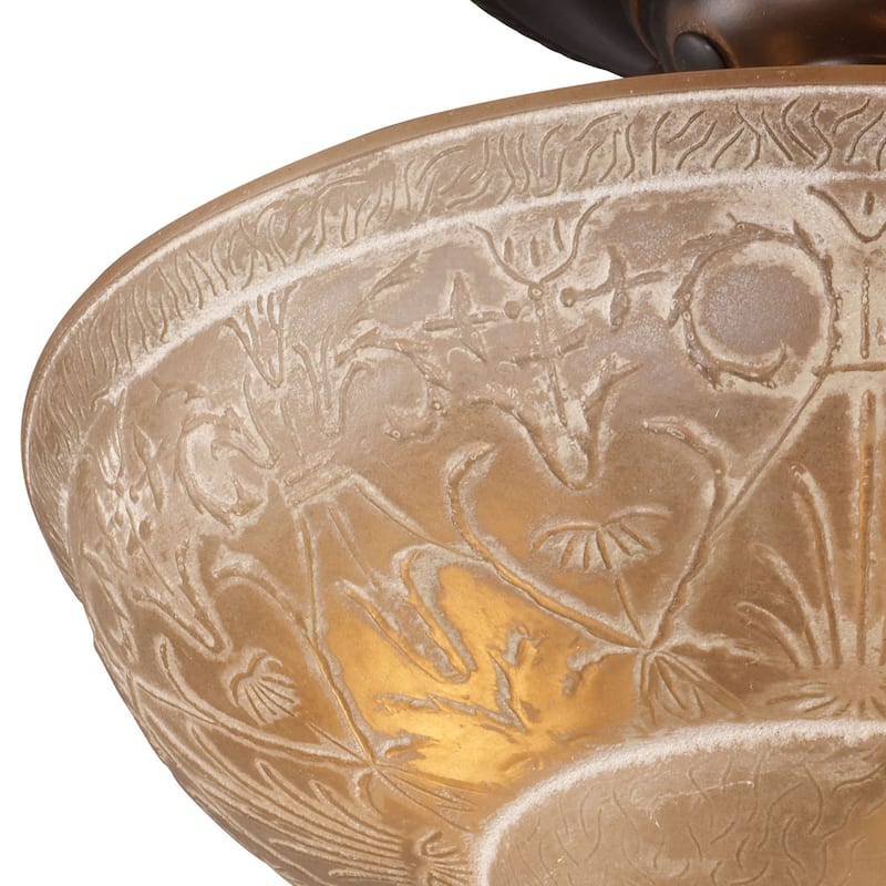 Elk Home Restoration Golden Bronze With Amber Glass 3 Light Semi Flush - 12 in. Wide