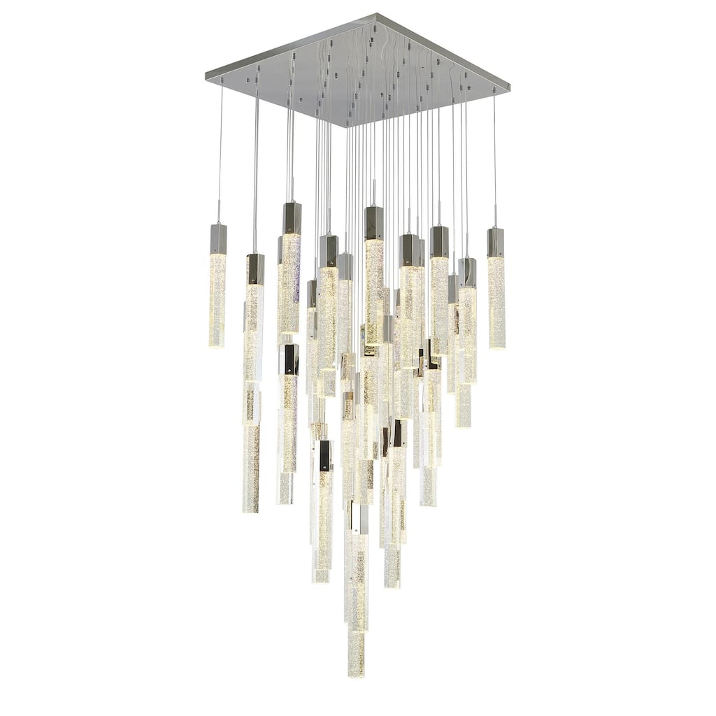 41-Light Chrome Chandelier With Clear Bubble Crystals