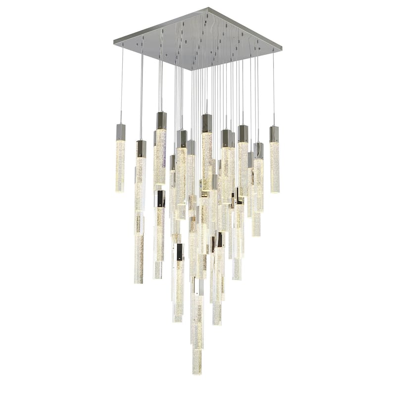41-Light Chrome Chandelier With Clear Bubble Crystals