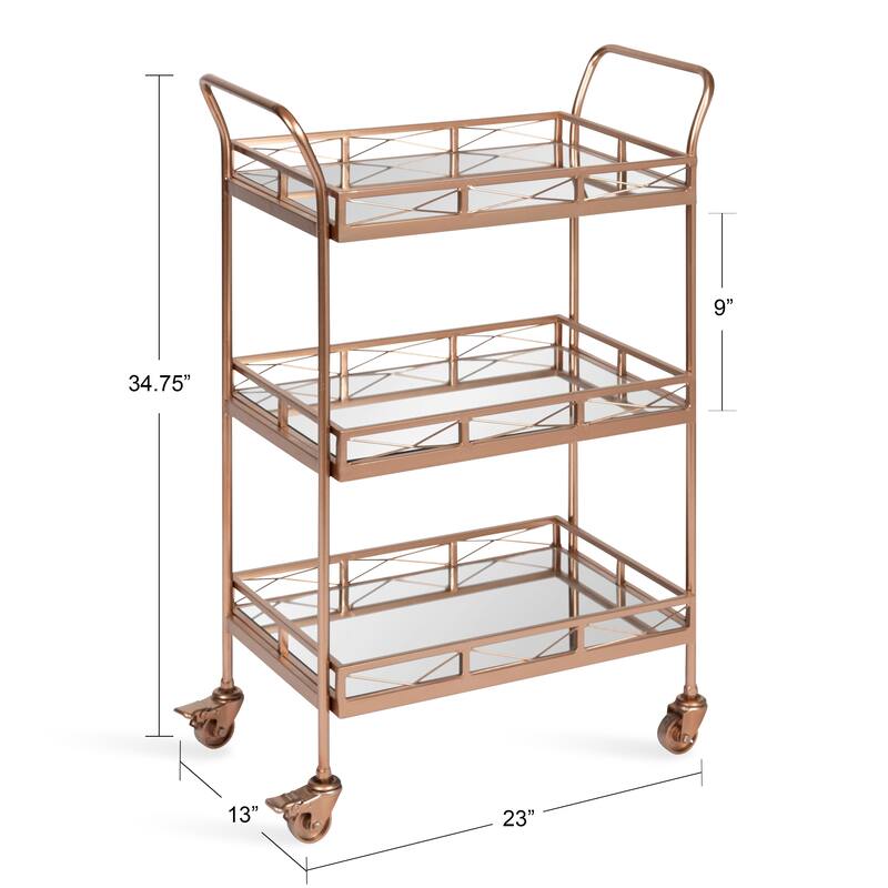 Kate and Laurel Ketia Metal and Glass 3-tiered Tray Bar Cart