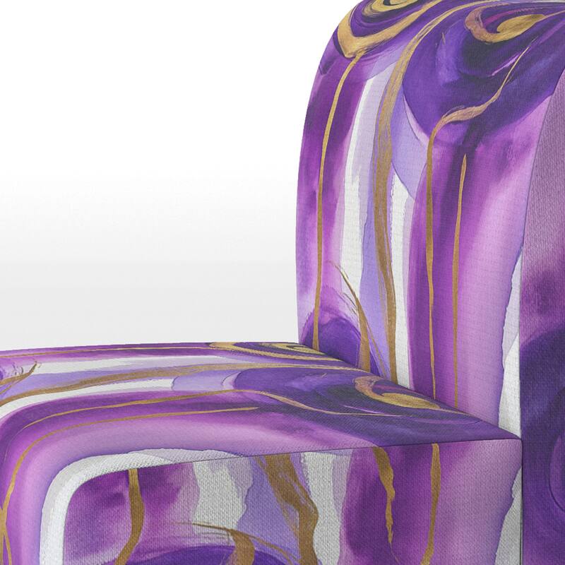 Designart "Mettalic Indigo And Gold II" Upholstered Abstract Accent Chair - Glam Arm Chair For Living Room
