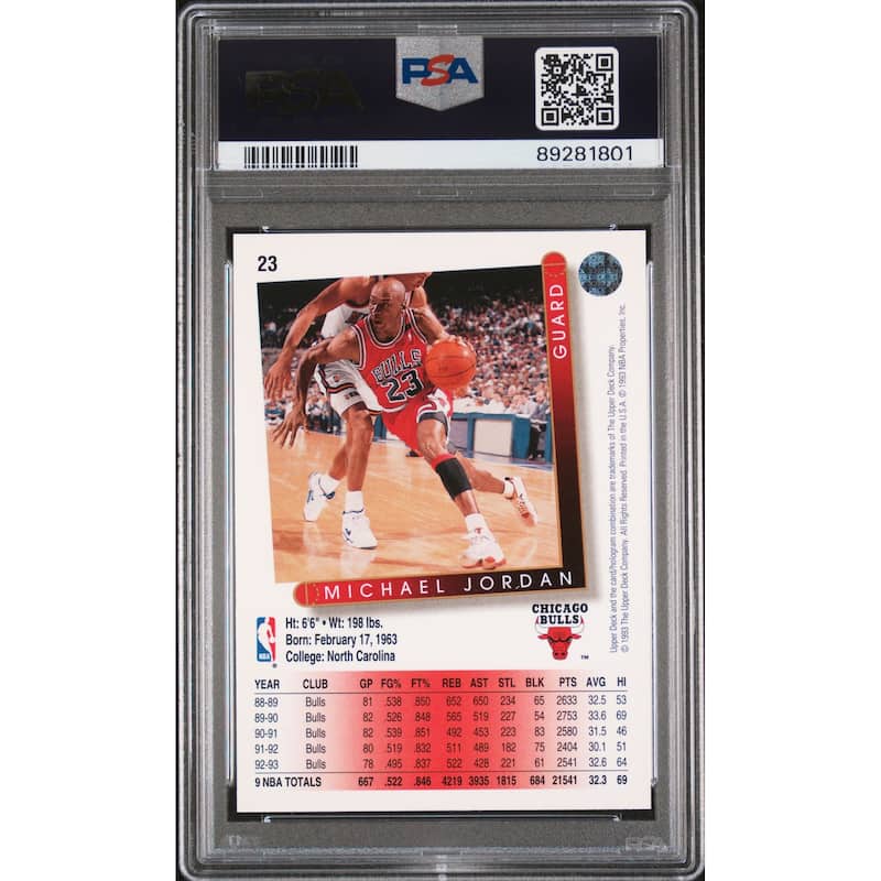 Michael Jordan 1993 Upper Deck Basketball Card #23 Graded PSA 9 - 8'6" x 11'6"