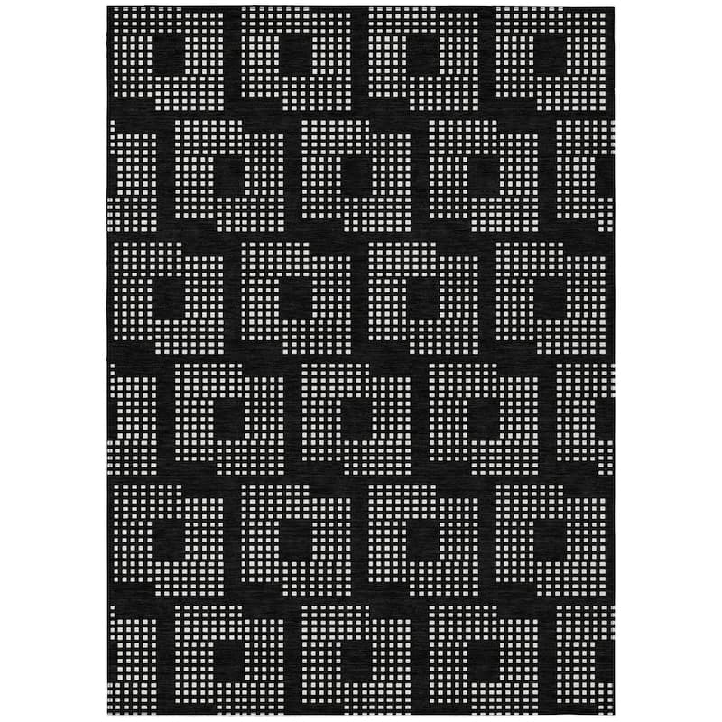 Machine Washable Indoor/ Outdoor Chantille Modern Houndstooth Rug