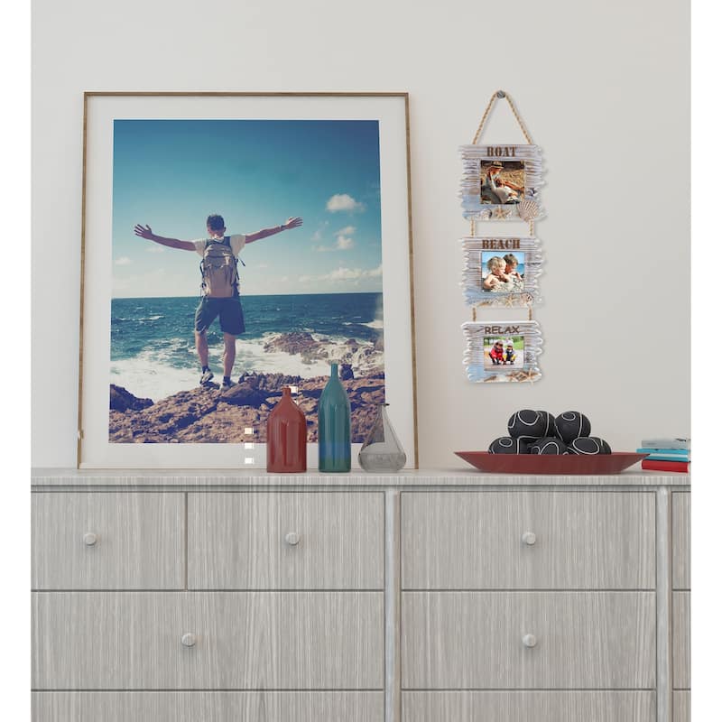 CoTa Global Coastal Horizon Hanging Nautical Wood Picture Frame - 21.5 x 7.5 x 0.75 inches