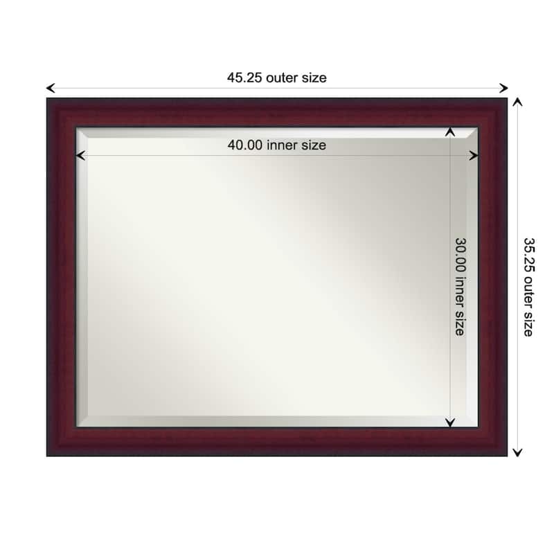 Canterbury Cherry Beveled Wood Framed Bathroom Vanity Wall Mirror - Canterbury Cherry - Glass Size 40x30