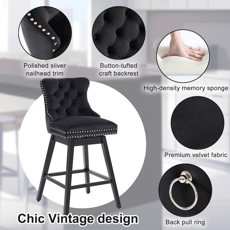 26"/29" Velvet Swivel Counter and Bar Height Stools (Set of 1/2/3/4)